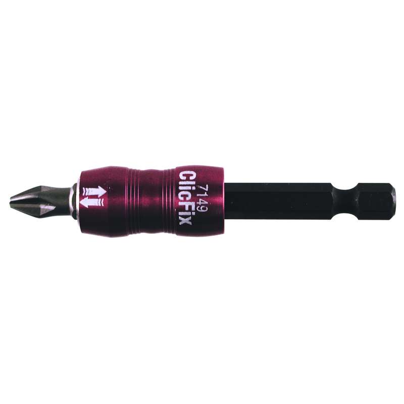 ClicFix Magnetic Bit Holder, 2.9" Long, with Spring Loaded Internal Bit Lock for 1/4" Hex Insert Bits